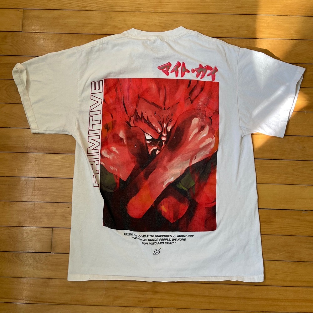 Primitive x Naruto Shippuden Might Guy White Graphic T-Shirt Mens Medium